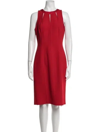 Pre-owned Carmen Marc Valvo Wool Knee-length Dress In Red