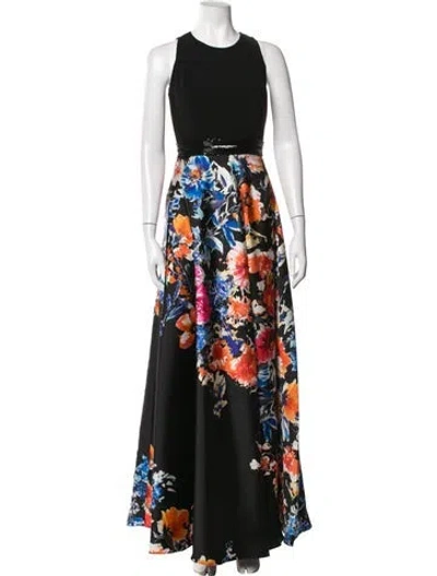 Pre-owned Carmen Marc Valvo Wool Long Dress W/ Tags In Black