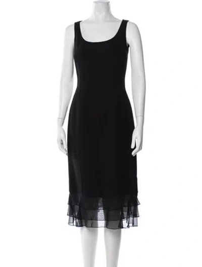 Pre-owned Carmen Marc Valvo Wool Midi Length Dress In Black