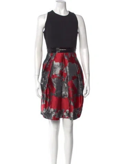 Pre-owned Carmen Marc Valvo Wool Mini Dress In Black