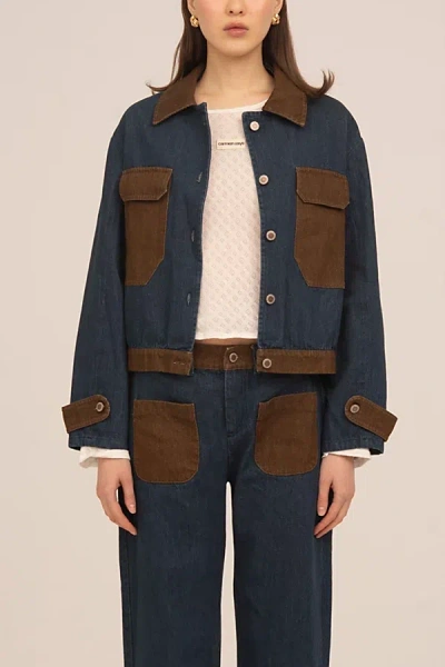Carmen Says Backstreet Blue And Brown Denim Jacket In Blue, Women's At Urban Outfitters