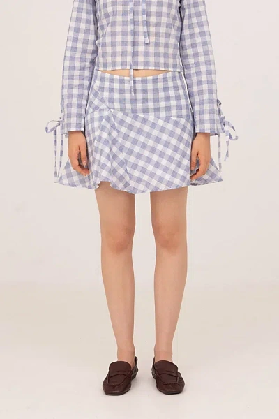 Carmen Says Commute Plaid Blue Mini Skirt In Sky, Women's At Urban Outfitters