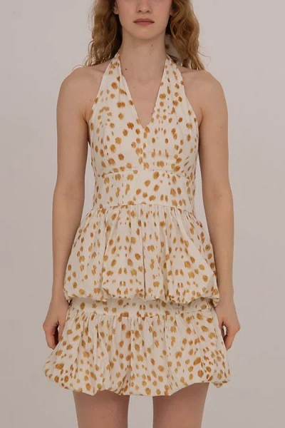 Carmen Says Fawn Deer Print Balloon Halter Top In White, Women's At Urban Outfitters