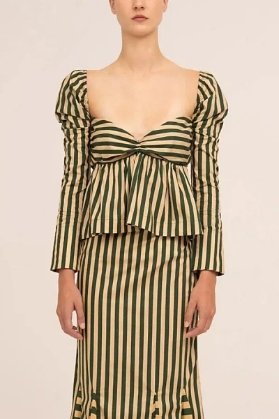 Carmen Says Garland Green Striped Top, Women's At Urban Outfitters