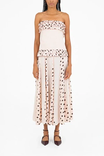 Carmen Says Noctis Beige Polka Dot Print Skirt In Cream, Women's At Urban Outfitters In White