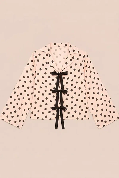 Carmen Says Noctis Polka Dot Pajama Shirt Top In Cream, Women's At Urban Outfitters In Neutral