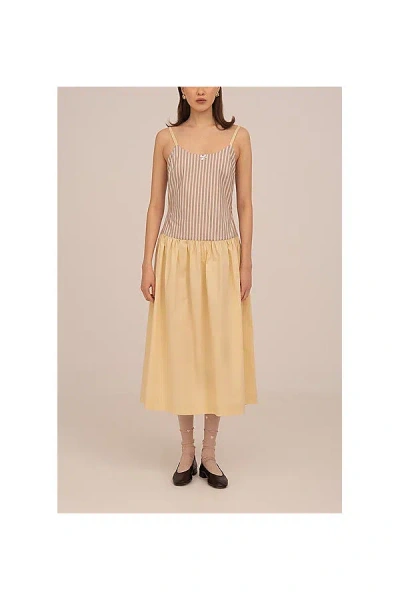 Carmen Says Strawberry Crush Pink Striped Midi Dress, Women's At Urban Outfitters In Yellow