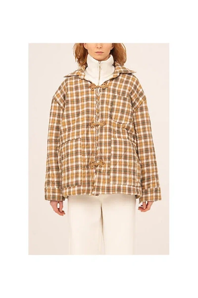 Carmen Says Willow Plaid Puffer Jacket, Women's At Urban Outfitters In Brown