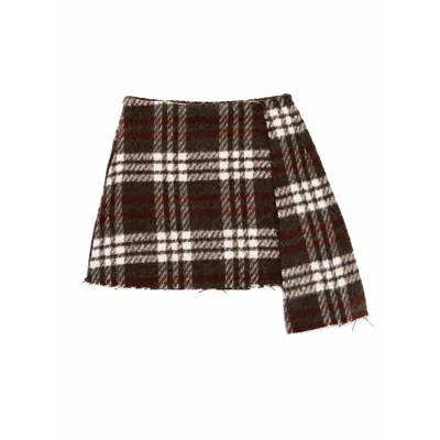 Carmen Says Women's Barefoot Plaid Brown Mini Skirt
