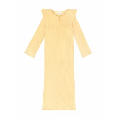 Carmen Says Women's Beurre Long Yellow Pleated Dress