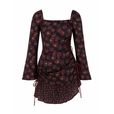 Carmen Says Women's Black Lullaby Floral-printed Short Dress