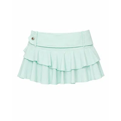 Carmen Says Women's Blue Solea Mint Ruffle Denim Mini Skirt