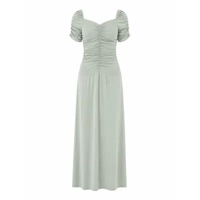 Carmen Says Women's Blue Turquoise Persephone Draped Dress