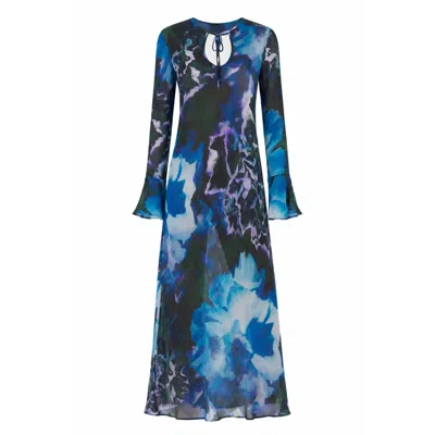 Carmen Says Women's Blue Urania Flower Print Dress