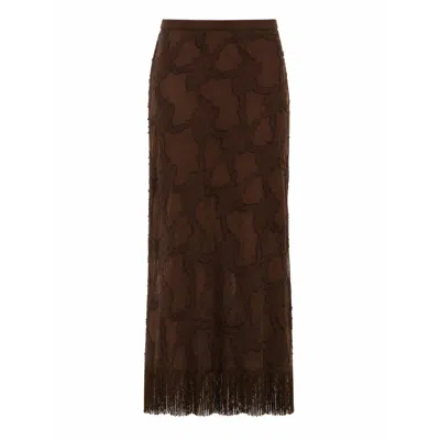 Carmen Says Women's Brown Balance Fringe Maxi Skirt