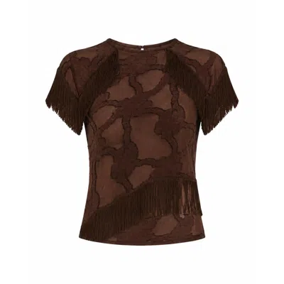 Carmen Says Women's Brown Balance Fringe Top