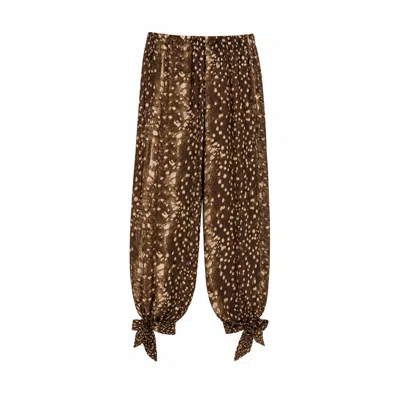 Carmen Says Women's Brown Bambi Noir Animal Print Balloon Pants
