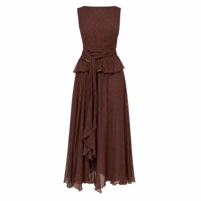 Carmen Says Women's Brown Toast Polka Dot Occasion Dress
