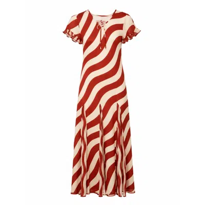 Carmen Says Women's Candycane Striped Red Maxi Dress In Multi