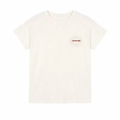 Carmen Says Women's Carmen Patch Detail White T-shirt