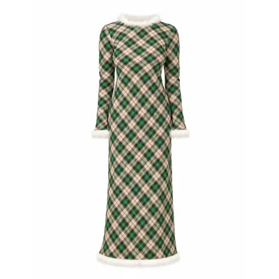 Carmen Says Women's Clover Midi Green Plaid Dress