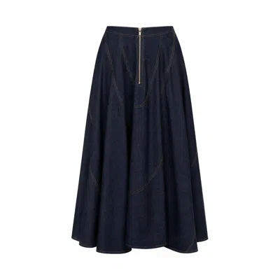 Carmen Says Women's Denim Overpass Blue Midi Skirt