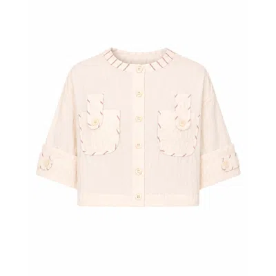 Carmen Says Women's Dune White Cropped Shirt In Multi