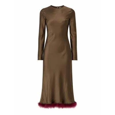 Carmen Says Women's Elf Brown Feather Dress In Multi