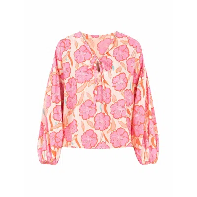 Carmen Says Women's Marigold Pink Floral Print Blouse