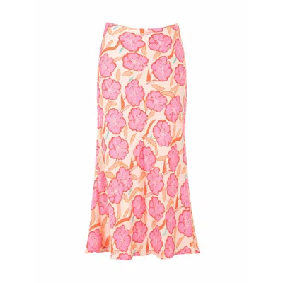 Carmen Says Women's Marigold Pink Floral Print Skirt