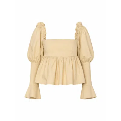 Carmen Says Women's Neutrals Chambre Beige Ruffle Blouse