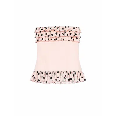 Carmen Says Women's Neutrals Noctis Beige Polka Dot Print Top In Pink