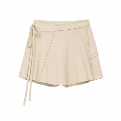 Carmen Says Women's Neutrals Volley Cream Wrap Mini Tennis Skirt In Brown