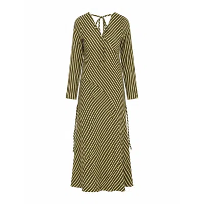 Carmen Says Women's Pebble Striped Green Midi Dress