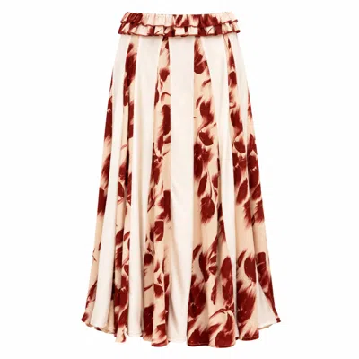 Carmen Says Women's Red Noctis Flower Print Skirt