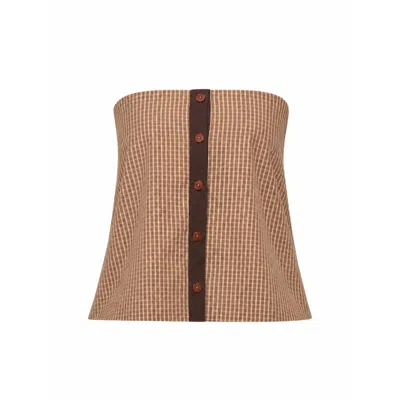 Carmen Says Women's Rove Brown Plaid Sleeveless Top