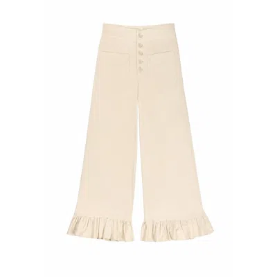 Carmen Says Women's Tender White Corduroy Pants In Multi