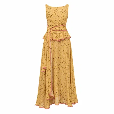 Carmen Says Women's Toast Yellow Polka Dot Occasion Dress