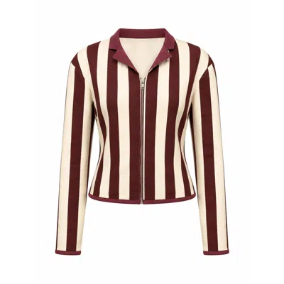 Carmen Says Women's Whistle Burgundy Striped Jacket In Multi