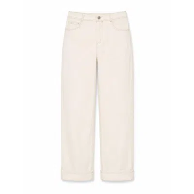 Carmen Says Women's White Agenda Cream Denim Trousers In Neutral