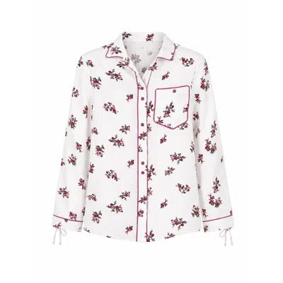 Carmen Says Women's White Bloom Flower Print Shirt