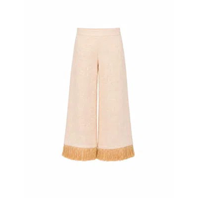 Carmen Says Women's White Fringe Straw Noctis Pants In Multi