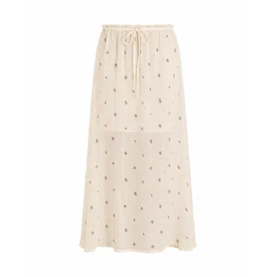 Carmen Says Women's White Lumea Floral Print Midi Skirt In Pink