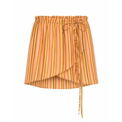 Carmen Says Women's Yellow Zest Striped Wrap Skirt