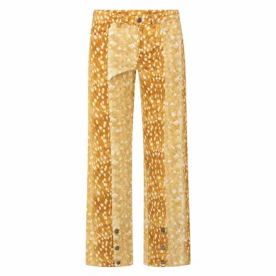 Carmen Says Yellow Deer Print Denim Jeans In Gold