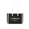 Carmen Sol Capri Black Canvas Mid Tote In White
