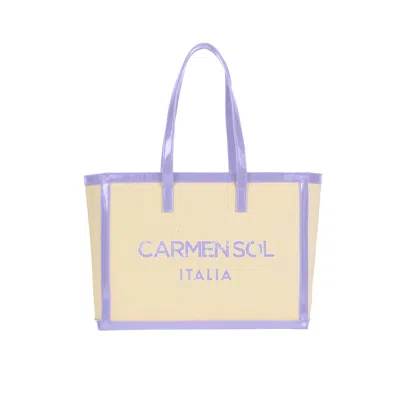 Carmen Sol Capri Canvas Mid Tote In Violet