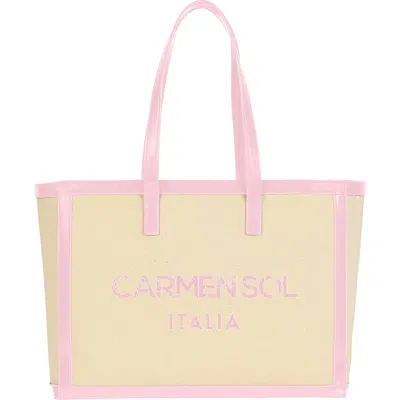 Carmen Sol Capri Mid Canvas Tote Bag In Baby Pink