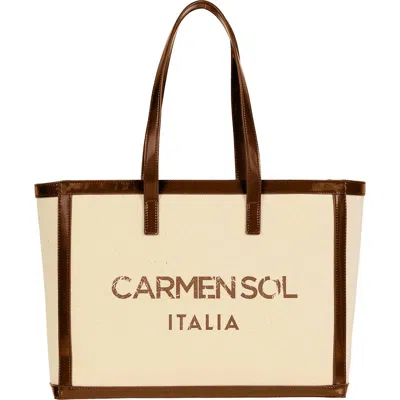 Carmen Sol Capri Mid Canvas Tote In Brown