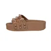 Carmen Sol Carmen Platform Slides Sandals In Tan